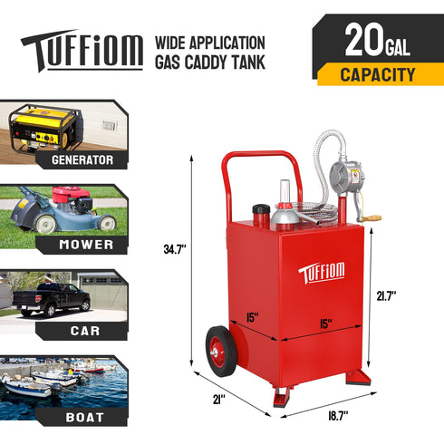 TUFFIOM 20/30/35 Gallon Portable Fuel Storage Tank with Wheels